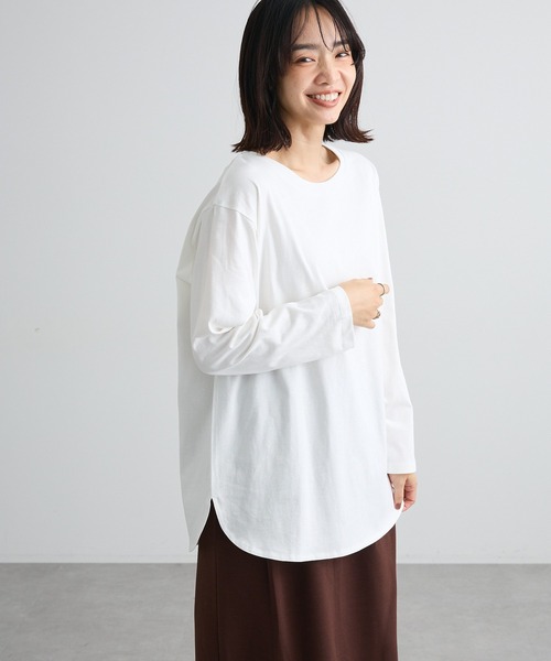 Green Parks(グリーンパークス)の「【WEB限定】裾ラウンドホワイトインナー(Tシャツ/カットソー・レディース・オフホワイト・MEDIUM/LARGE)」の4枚目の写真