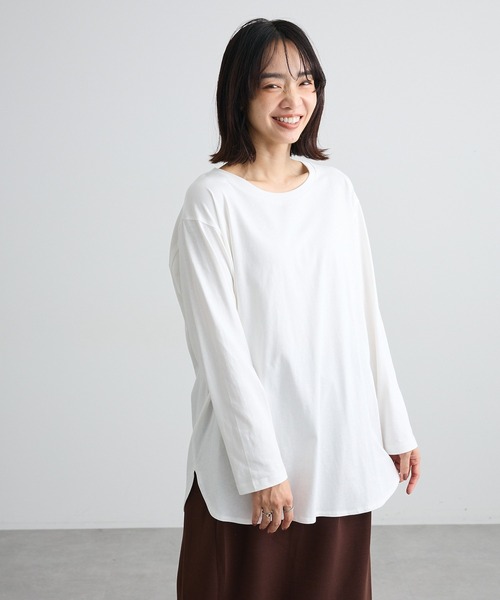 Green Parks(グリーンパークス)の「【WEB限定】裾ラウンドホワイトインナー(Tシャツ/カットソー・レディース・オフホワイト・MEDIUM/LARGE)」の5枚目の写真