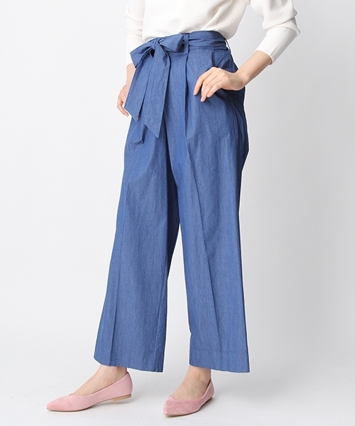 Andemiu(アンデミュウ)の「リボンツキタックワイドパンツ756657(その他パンツ・レディース・インディゴブルー/ネイビー/ライトブルー・SMALL/MEDIUM)」の3枚目の写真