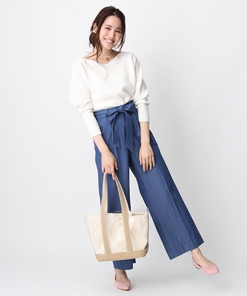 Andemiu(アンデミュウ)の「リボンツキタックワイドパンツ756657(その他パンツ・レディース・インディゴブルー/ネイビー/ライトブルー・SMALL/MEDIUM)」の4枚目の写真