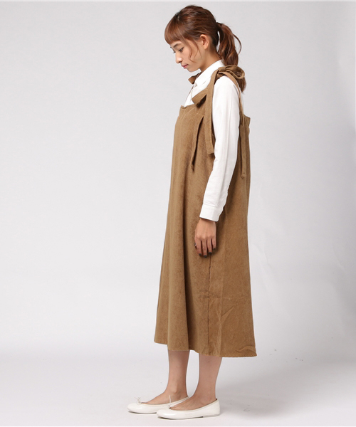 MERLOT（メルロー）の「コーデュロイ肩リボンジャンパースカート1190