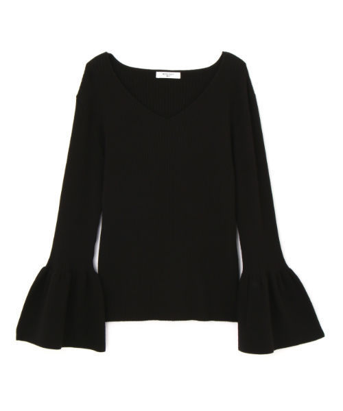 NATURAL BEAUTY BASIC（ナチュラルビューティーベーシック）の「フレアスリーブリブニット（ニット/セーター・レディース・ブラック/ホワイト系その他/レッド・MEDIUM）」の15枚目の写真