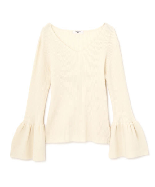 NATURAL BEAUTY BASIC（ナチュラルビューティーベーシック）の「フレアスリーブリブニット（ニット/セーター・レディース・ブラック/ホワイト系その他/レッド・MEDIUM）」の14枚目の写真