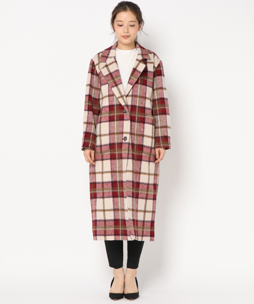 LBC（エルビーシー）の「ウールブレンドビックチェックコート（チェスターコート・レディース・グレー/レッド・MEDIUM）」の7枚目の写真