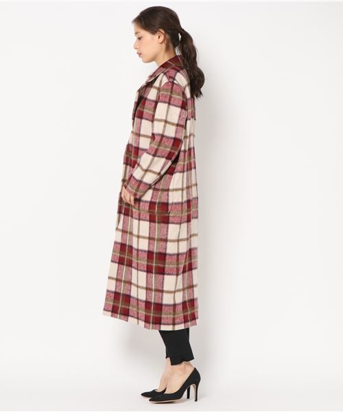 LBC（エルビーシー）の「ウールブレンドビックチェックコート（チェスターコート・レディース・グレー/レッド・MEDIUM）」の4枚目の写真