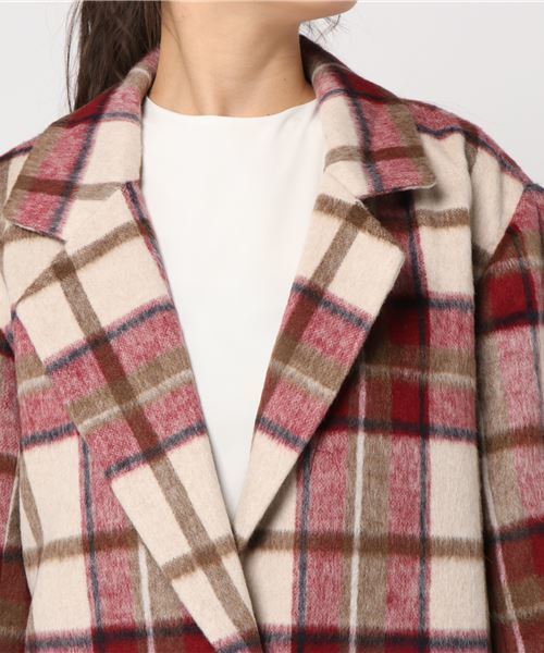 LBC（エルビーシー）の「ウールブレンドビックチェックコート（チェスターコート・レディース・グレー/レッド・MEDIUM）」の9枚目の写真