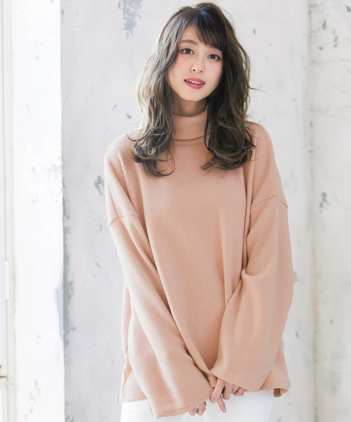 KOBE LETTUCE（コウベレタス）の「大人のこなれ感を一枚で演出！ドロップショルダータートルネックニットソートップス/レディースセーター/長袖/ハイネック[C3006]神戸レタス（ニット/セーター・レディース・サックスブルー/ピンク/グレー/ブラック/アイボリー・FREE）」の5枚目の写真