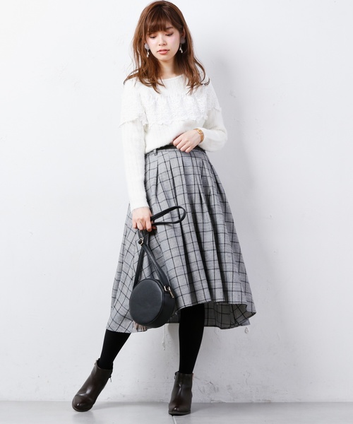 natural couture（ナチュラルクチュール）の「レースフェザーリブニット（ニット/セーター・レディース・オフホワイト/ブラック/グレー/パープル系その他・FREE）」の11枚目の写真