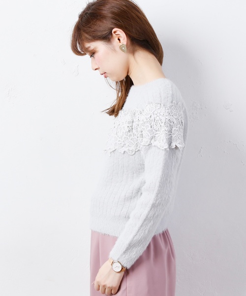 natural couture（ナチュラルクチュール）の「レースフェザーリブニット（ニット/セーター・レディース・オフホワイト/ブラック/グレー/パープル系その他・FREE）」の22枚目の写真