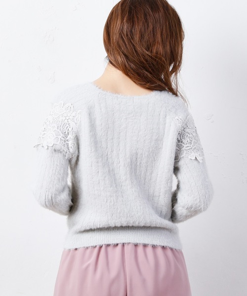 natural couture（ナチュラルクチュール）の「レースフェザーリブニット（ニット/セーター・レディース・オフホワイト/ブラック/グレー/パープル系その他・FREE）」の18枚目の写真