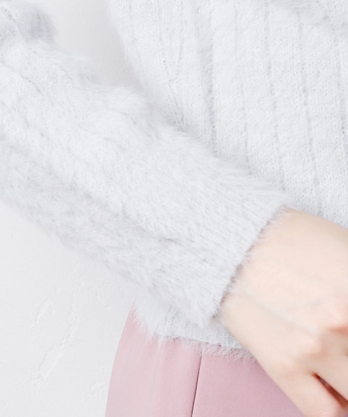 natural couture（ナチュラルクチュール）の「レースフェザーリブニット（ニット/セーター・レディース・オフホワイト/ブラック/グレー/パープル系その他・FREE）」の13枚目の写真