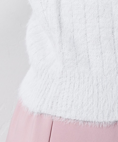 natural couture（ナチュラルクチュール）の「レースフェザーリブニット（ニット/セーター・レディース・オフホワイト/ブラック/グレー/パープル系その他・FREE）」の10枚目の写真