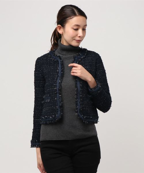 タグ付き未使用　エストネーション　ニット　ノーカラー　ジャケット　レディース ESTNATION（エストネーション）の「ESTNATION ノーカラーニット