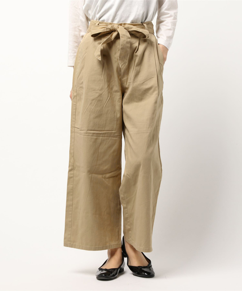 WEGO（ウィゴー）の「WEGO/チノウエストリボンタックワイドパンツ（チノパンツ・レディース・ベージュ/カーキ/ネイビー・LARGE/MEDIUM/SMALL）」の12枚目の写真