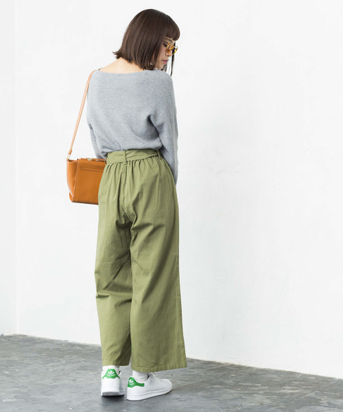 WEGO（ウィゴー）の「WEGO/チノウエストリボンタックワイドパンツ（チノパンツ・レディース・ベージュ/カーキ/ネイビー・LARGE/MEDIUM/SMALL）」の11枚目の写真