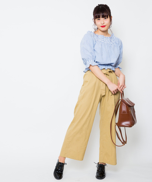 WEGO（ウィゴー）の「WEGO/チノウエストリボンタックワイドパンツ（チノパンツ・レディース・ベージュ/カーキ/ネイビー・LARGE/MEDIUM/SMALL）」の17枚目の写真