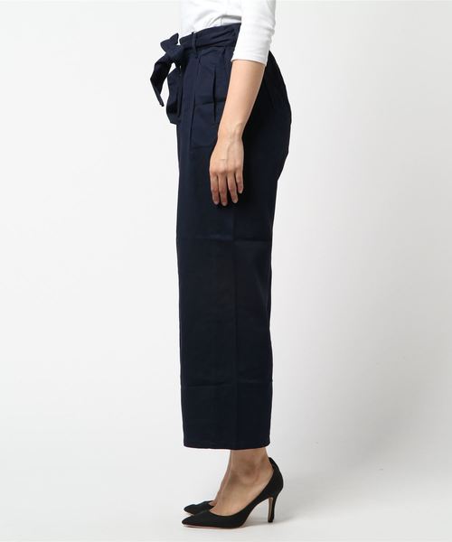 WEGO（ウィゴー）の「WEGO/チノウエストリボンタックワイドパンツ（チノパンツ・レディース・ベージュ/カーキ/ネイビー・LARGE/MEDIUM/SMALL）」の4枚目の写真