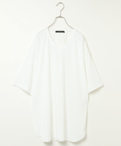 VENCEEXCHANGE（ヴァンスエクスチェンジ）の「スリット入りチュニック（Tシャツ/カットソー・レディース・ホワイト/ブラック/ブルー/ベージュ・M）」の2枚目の写真