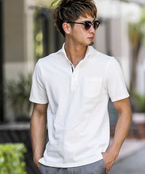 A S M エーエスエム の コットン鹿の子ホリゾンタルカラーbizポロシャツ ポロシャツ Wear