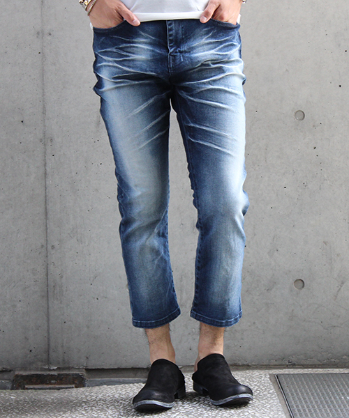 TORNADO MART(トルネードマート)の「TORNADO MART∴ハイパワーストレッチB&A加工クロップド(パンツ)」|ブルー