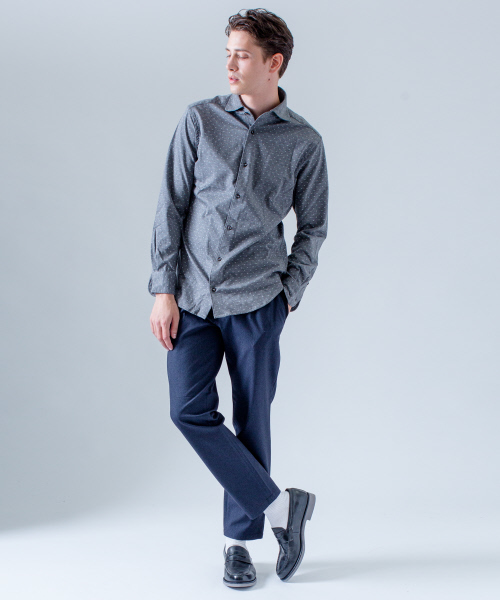 ABAHOUSE（アバハウス）の「【Recency of Mine】36Gモックロディシードリーフプリントシャツ（シャツ/ブラウス・メンズ・ダークネイビー/グレー・44/46/48）」の5枚目の写真