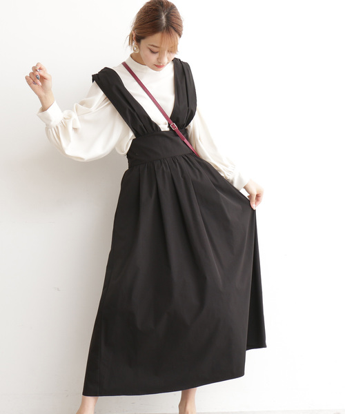 N.（N. Natural Beauty Basic）（エヌエヌナチュラルビューティーベーシック）の「◆マキシジャンパースカート（ワンピース・レディース・ブラック/レッド/ベージュ・MEDIUM）」の5枚目の写真