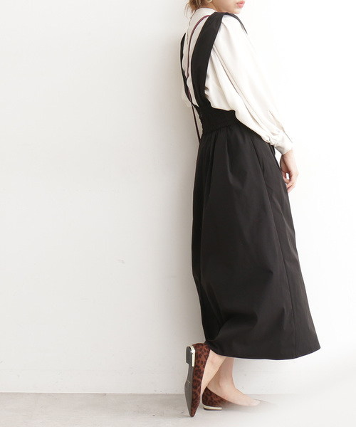 N.（N. Natural Beauty Basic）（エヌエヌナチュラルビューティーベーシック）の「◆マキシジャンパースカート（ワンピース・レディース・ブラック/レッド/ベージュ・MEDIUM）」の6枚目の写真