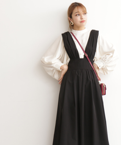 N.（N. Natural Beauty Basic）（エヌエヌナチュラルビューティーベーシック）の「◆マキシジャンパースカート（ワンピース・レディース・ブラック/レッド/ベージュ・MEDIUM）」の7枚目の写真