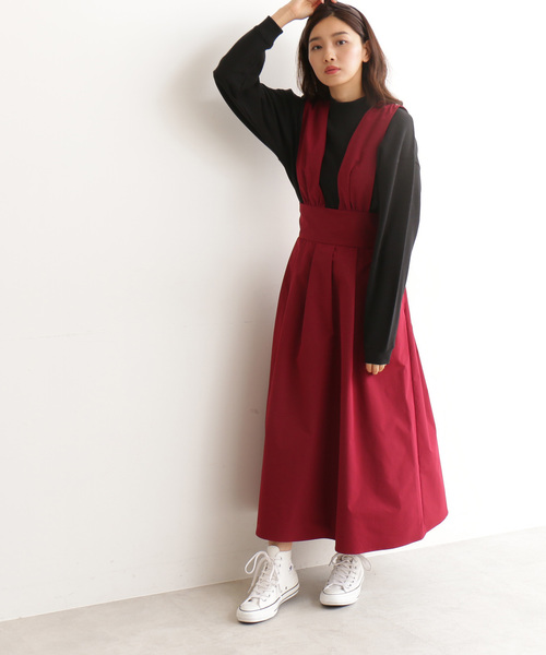 N.（N. Natural Beauty Basic）（エヌエヌナチュラルビューティーベーシック）の「◆マキシジャンパースカート（ワンピース・レディース・ブラック/レッド/ベージュ・MEDIUM）」の8枚目の写真