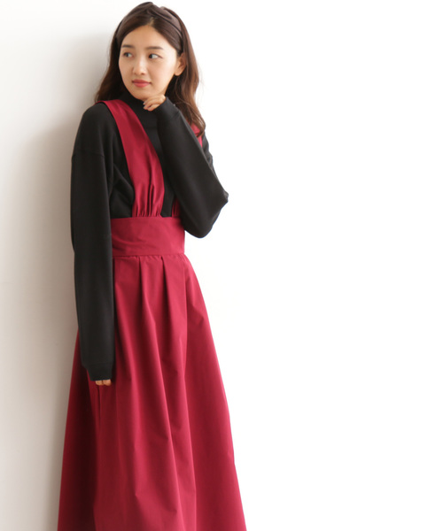 N.（N. Natural Beauty Basic）（エヌエヌナチュラルビューティーベーシック）の「◆マキシジャンパースカート（ワンピース・レディース・ブラック/レッド/ベージュ・MEDIUM）」の9枚目の写真