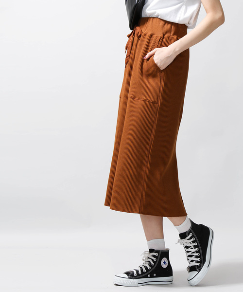 WEGO(ウィゴー)の「WEGO/ジャガードカットスリットスカート(スカート・レディース・ブラウン/杢グレー/アイボリー・FREE)」の1枚目の写真