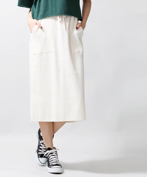 WEGO(ウィゴー)の「WEGO/ジャガードカットスリットスカート(スカート・レディース・ブラウン/杢グレー/アイボリー・FREE)」の2枚目の写真