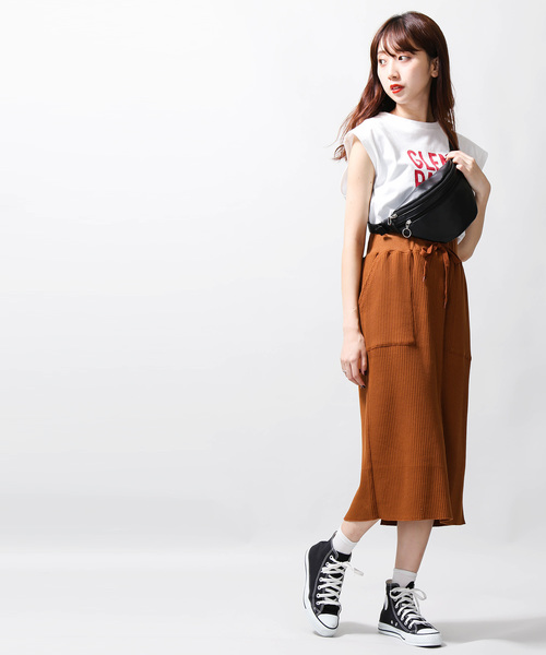 WEGO(ウィゴー)の「WEGO/ジャガードカットスリットスカート(スカート・レディース・ブラウン/杢グレー/アイボリー・FREE)」の6枚目の写真