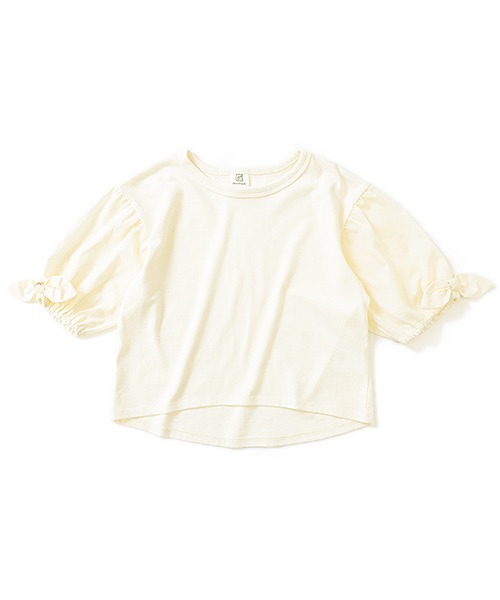 devirock（デビロック）の「袖口リボン7分袖Tシャツ（Tシャツ/カットソー・キッズ・ブラック/オフホワイト/イエロー/カーキ/レッド系その他・110cm/100cm/120cm/130cm/140cm/150cm/160cm）」の9枚目の写真