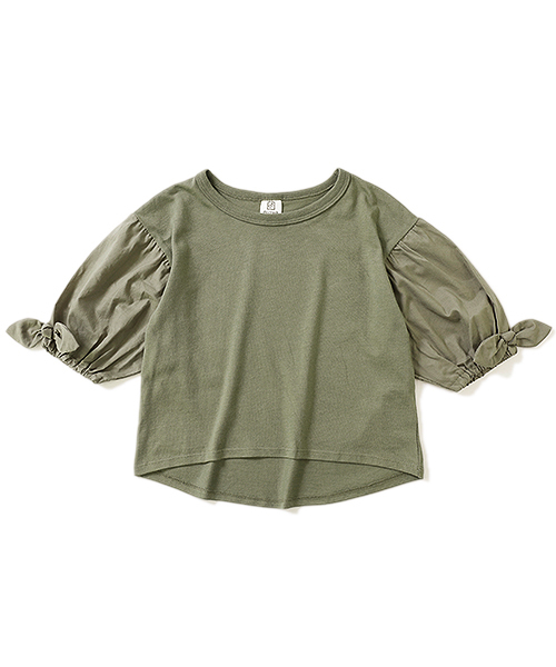 devirock（デビロック）の「袖口リボン7分袖Tシャツ（Tシャツ/カットソー・キッズ・ブラック/オフホワイト/イエロー/カーキ/レッド系その他・110cm/100cm/120cm/130cm/140cm/150cm/160cm）」の11枚目の写真