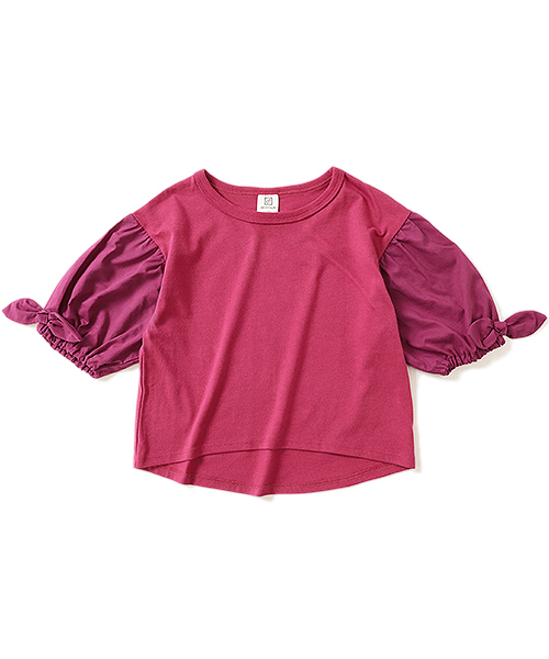 devirock（デビロック）の「袖口リボン7分袖Tシャツ（Tシャツ/カットソー・キッズ・ブラック/オフホワイト/イエロー/カーキ/レッド系その他・110cm/100cm/120cm/130cm/140cm/150cm/160cm）」の19枚目の写真