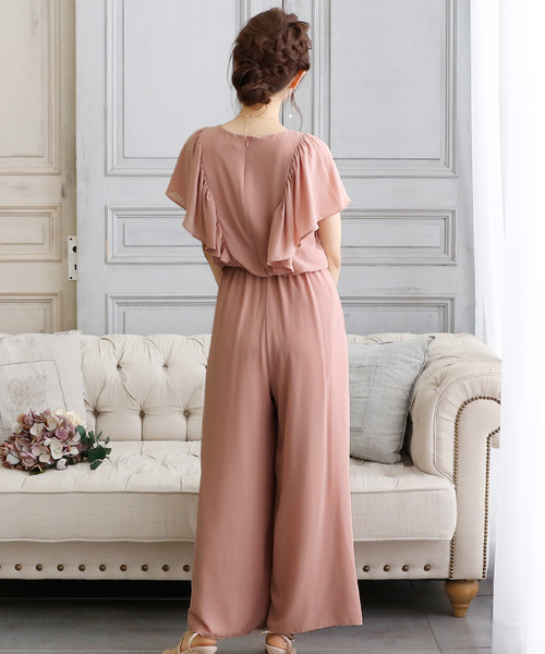 ROOM903 結婚式 およばれ オールインワン パンツ ベージュ サイズL ROOM903 結婚式 およばれ オールインワン パンツ ベージュ