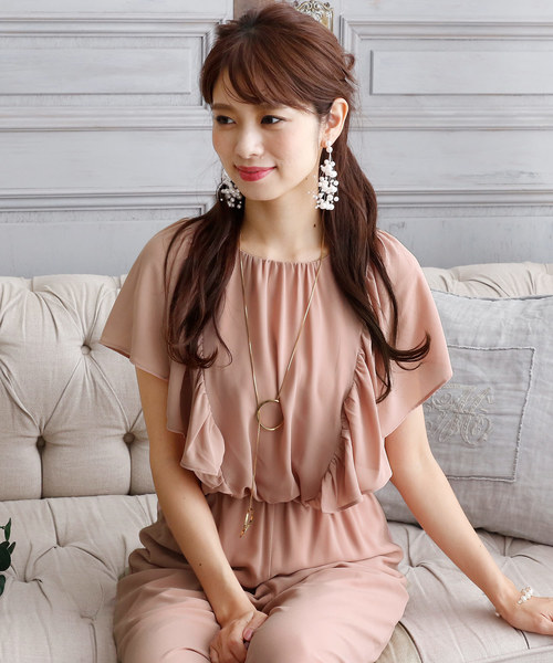 PourVous(プールヴー)の「ハイウエストドレス フォーマル 大きいサイズ&ロング丈ワイドパンツ オールインワン 結婚式対応 オケージョンドレス パーティー パンツドレス お呼ばれ 七五三 ママ お宮参り 学校行事 二次会 成人式 (パンツドレス・レディース・ネイビー/ブルー/ピンクベージュ・4L/M/L/XL/XXL/S)」の15枚目の写真
