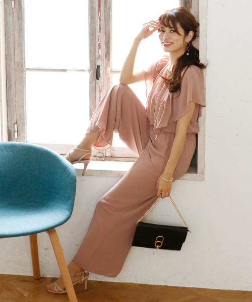 ROOM903 結婚式 およばれ オールインワン パンツ ベージュ サイズL ROOM903 結婚式 およばれ オールインワン パンツ ベージュ サイズL