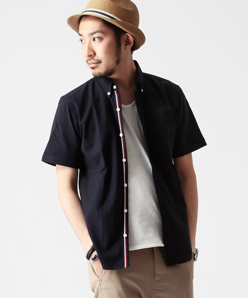 BEAMS（ビームス）の「○BEAMS / オックス×トリコテープ BD 半袖シャツ（シャツ/ブラウス・メンズ・ホワイト/サックスブルー/ネイビー・MEDIUM/LARGE/SMALL/X-LARGE）」の2枚目の写真