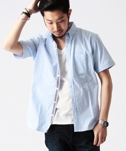 BEAMS（ビームス）の「○BEAMS / オックス×トリコテープ BD 半袖シャツ（シャツ/ブラウス・メンズ・ホワイト/サックスブルー/ネイビー・MEDIUM/LARGE/SMALL/X-LARGE）」の3枚目の写真