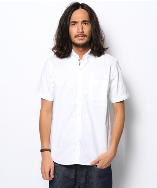 BEAMS（ビームス）の「○BEAMS / オックス×トリコテープ BD 半袖シャツ（シャツ/ブラウス・メンズ・ホワイト/サックスブルー/ネイビー・MEDIUM/LARGE/SMALL/X-LARGE）」の19枚目の写真