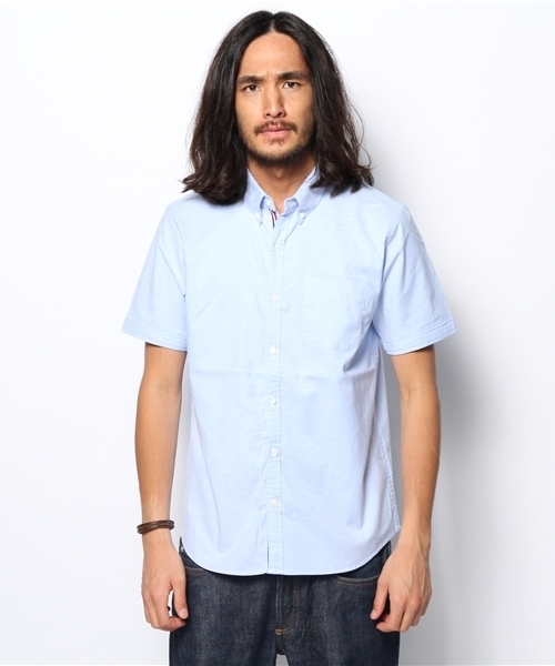 BEAMS（ビームス）の「○BEAMS / オックス×トリコテープ BD 半袖シャツ（シャツ/ブラウス・メンズ・ホワイト/サックスブルー/ネイビー・MEDIUM/LARGE/SMALL/X-LARGE）」の17枚目の写真