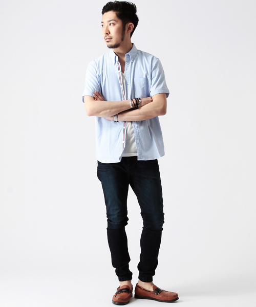 BEAMS（ビームス）の「○BEAMS / オックス×トリコテープ BD 半袖シャツ（シャツ/ブラウス・メンズ・ホワイト/サックスブルー/ネイビー・MEDIUM/LARGE/SMALL/X-LARGE）」の15枚目の写真