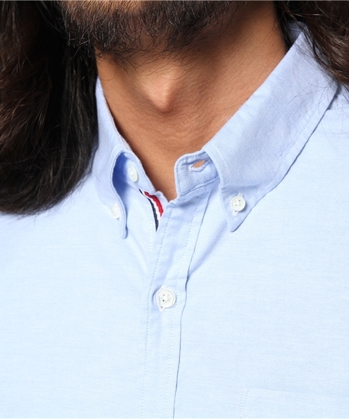 BEAMS（ビームス）の「○BEAMS / オックス×トリコテープ BD 半袖シャツ（シャツ/ブラウス・メンズ・ホワイト/サックスブルー/ネイビー・MEDIUM/LARGE/SMALL/X-LARGE）」の6枚目の写真