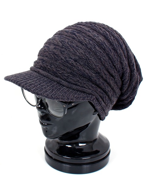 TopIsm（トップイズム）の「ユニセックス つば付き無地ニットキャップ（ニットキャップ/ビーニー・メンズ・ブラック/ネイビー/ブラック×ホワイト/チャコール/ライトベージュ/ワイン/ホワイト/杢グレー/チャコールグレー/グリーン・F）」の4枚目の写真