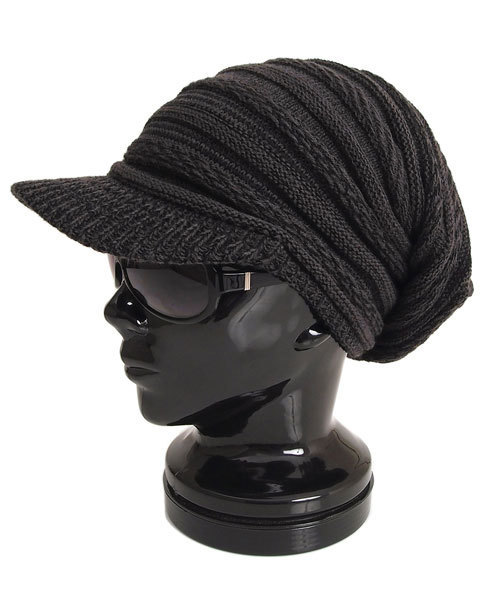 TopIsm（トップイズム）の「ユニセックス つば付き無地ニットキャップ（ニットキャップ/ビーニー・メンズ・ブラック/ネイビー/ブラック×ホワイト/チャコール/ライトベージュ/ワイン/ホワイト/杢グレー/チャコールグレー/グリーン・F）」の6枚目の写真