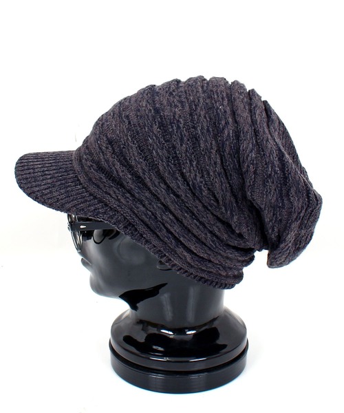 TopIsm（トップイズム）の「ユニセックス つば付き無地ニットキャップ（ニットキャップ/ビーニー・メンズ・ブラック/ネイビー/ブラック×ホワイト/チャコール/ライトベージュ/ワイン/ホワイト/杢グレー/チャコールグレー/グリーン・F）」の16枚目の写真