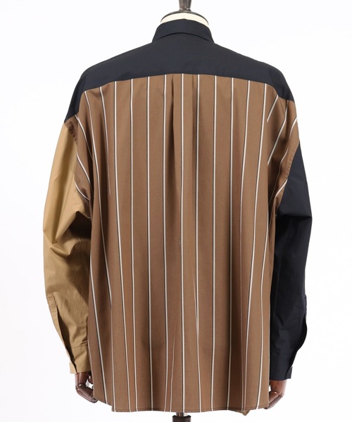 ANGENEHM(アンゲネーム)の「ms4193-Stripe Combination Crazy Over Size Long Sleeve Shirts シャツ(MADE IN JAPAN)(シャツ/ブラウス・メンズ・ベージュ/ネイビー・S/M/L)」の17枚目の写真