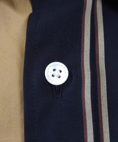 ANGENEHM(アンゲネーム)の「ms4193-Stripe Combination Crazy Over Size Long Sleeve Shirts シャツ(MADE IN JAPAN)(シャツ/ブラウス・メンズ・ベージュ/ネイビー・S/M/L)」の10枚目の写真